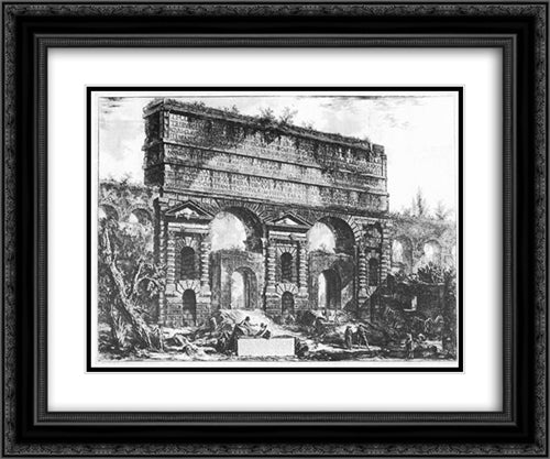 Vedute di Roma 24x20 Black Ornate Wood Framed Art Print Poster with Double Matting by Piranesi, Giovanni Battista