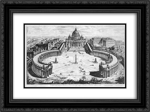 Vedute di Roma 24x18 Black Ornate Wood Framed Art Print Poster with Double Matting by Piranesi, Giovanni Battista