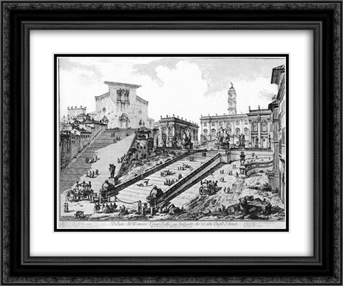 Vedute di Roma 24x20 Black Ornate Wood Framed Art Print Poster with Double Matting by Piranesi, Giovanni Battista