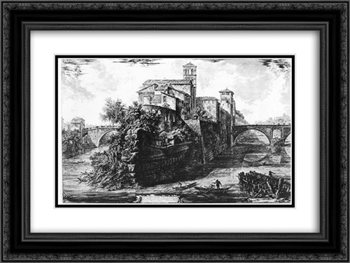 Vedute di Roma 24x18 Black Ornate Wood Framed Art Print Poster with Double Matting by Piranesi, Giovanni Battista