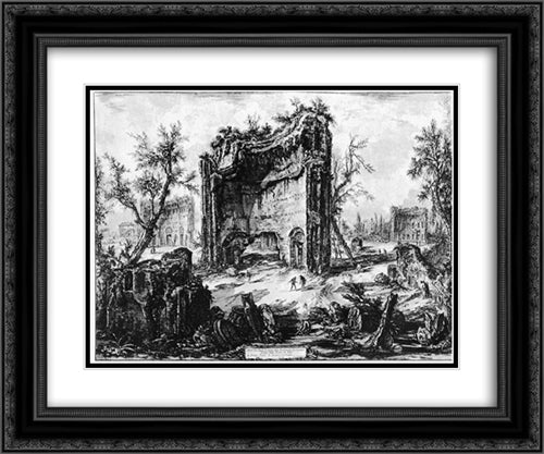 Vedute di Roma 24x20 Black Ornate Wood Framed Art Print Poster with Double Matting by Piranesi, Giovanni Battista