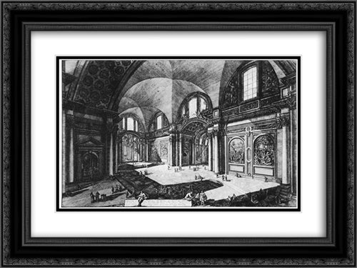 Vedute di Roma 24x18 Black Ornate Wood Framed Art Print Poster with Double Matting by Piranesi, Giovanni Battista