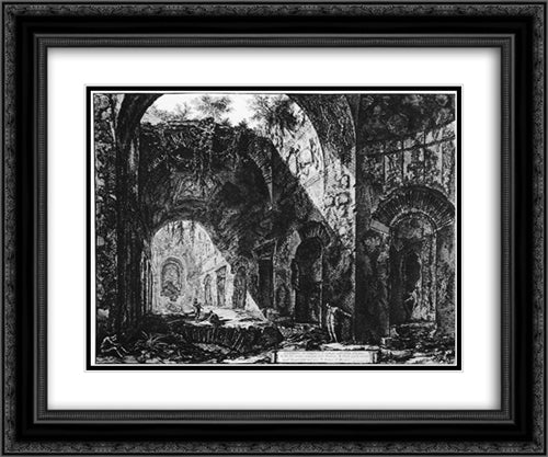 Vedute di Roma 24x20 Black Ornate Wood Framed Art Print Poster with Double Matting by Piranesi, Giovanni Battista