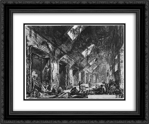 Vedute di Roma 24x20 Black Ornate Wood Framed Art Print Poster with Double Matting by Piranesi, Giovanni Battista