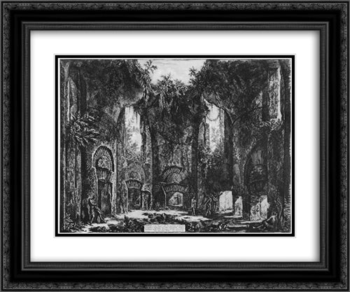 Vedute di Roma 24x20 Black Ornate Wood Framed Art Print Poster with Double Matting by Piranesi, Giovanni Battista