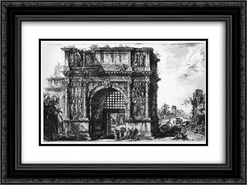 Vedute di Roma 24x18 Black Ornate Wood Framed Art Print Poster with Double Matting by Piranesi, Giovanni Battista