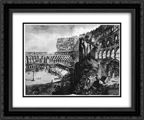 Vedute di Roma 24x20 Black Ornate Wood Framed Art Print Poster with Double Matting by Piranesi, Giovanni Battista