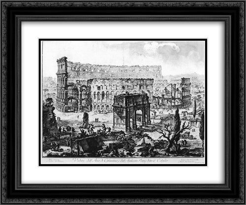 Vedute di Roma 24x20 Black Ornate Wood Framed Art Print Poster with Double Matting by Piranesi, Giovanni Battista