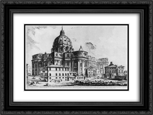 Vedute di Roma 24x18 Black Ornate Wood Framed Art Print Poster with Double Matting by Piranesi, Giovanni Battista