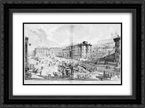 Vedute di Roma 24x18 Black Ornate Wood Framed Art Print Poster with Double Matting by Piranesi, Giovanni Battista