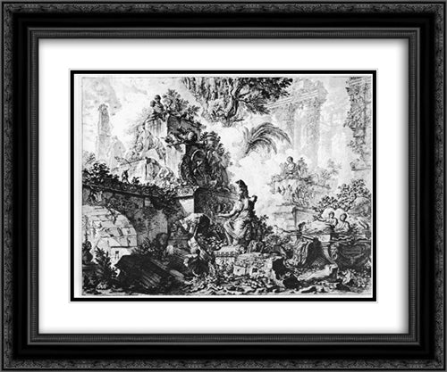 Vedute di Roma 24x20 Black Ornate Wood Framed Art Print Poster with Double Matting by Piranesi, Giovanni Battista