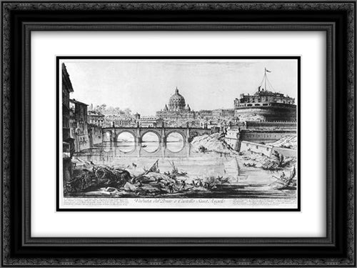 Vedute di Roma 24x18 Black Ornate Wood Framed Art Print Poster with Double Matting by Piranesi, Giovanni Battista