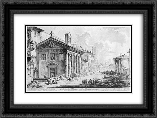 Vedute di Roma 24x18 Black Ornate Wood Framed Art Print Poster with Double Matting by Piranesi, Giovanni Battista