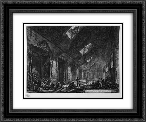 View of a Eliocamino to dwell in the winter, which was heated by the sun, which is introduced for windows 24x20 Black Ornate Wood Framed Art Print Poster with Double Matting by Piranesi, Giovanni Battista