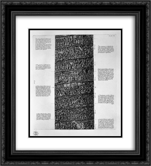 View of main facade of the Trajan Column, six boards together 20x22 Black Ornate Wood Framed Art Print Poster with Double Matting by Piranesi, Giovanni Battista