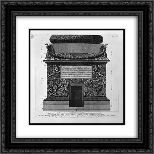 View of main facade of the Trajan Column, six boards together 20x20 Black Ornate Wood Framed Art Print Poster with Double Matting by Piranesi, Giovanni Battista