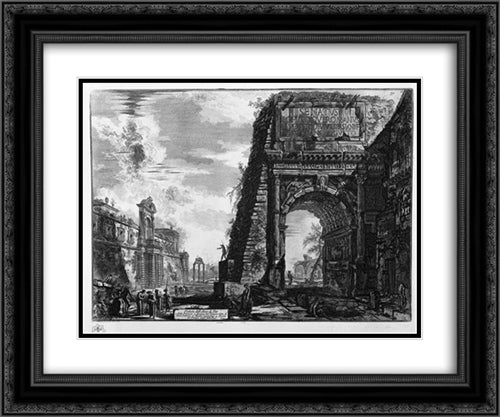 View of the Arch of Titus 24x20 Black Ornate Wood Framed Art Print Poster with Double Matting by Piranesi, Giovanni Battista