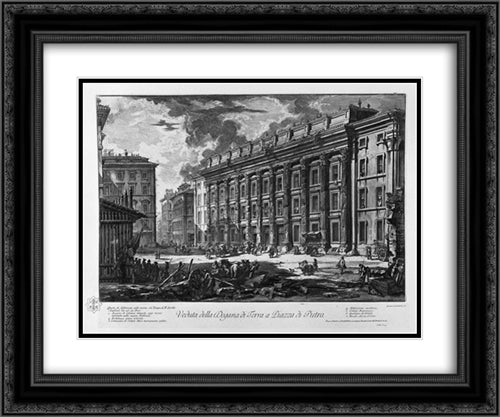 View of the Piazza di Monte Cavallo 24x20 Black Ornate Wood Framed Art Print Poster with Double Matting by Piranesi, Giovanni Battista