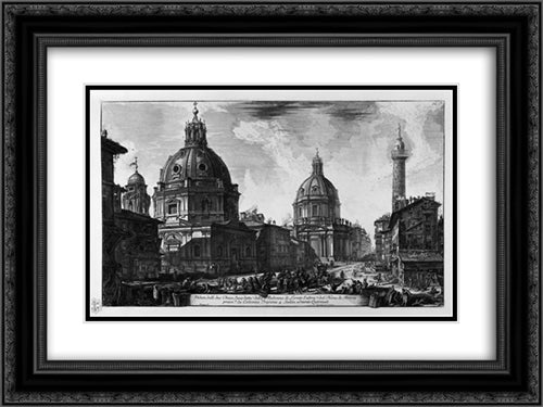 View of the Piazza Navona on the ruins of the Circus Agonale 24x18 Black Ornate Wood Framed Art Print Poster with Double Matting by Piranesi, Giovanni Battista