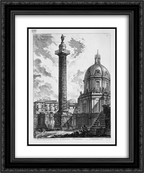 View of the two Churches the one called the Madonna of Loreto, the other the name of Mary at the Trajan column 20x24 Black Ornate Wood Framed Art Print Poster with Double Matting by Piranesi, Giovanni Battista