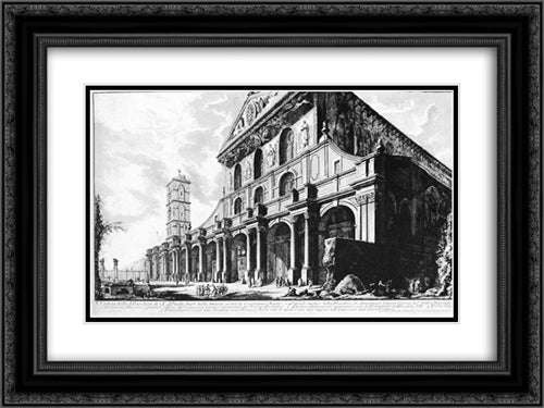 Vedute di Roma 24x18 Black Ornate Wood Framed Art Print Poster with Double Matting by Piranesi, Giovanni Battista