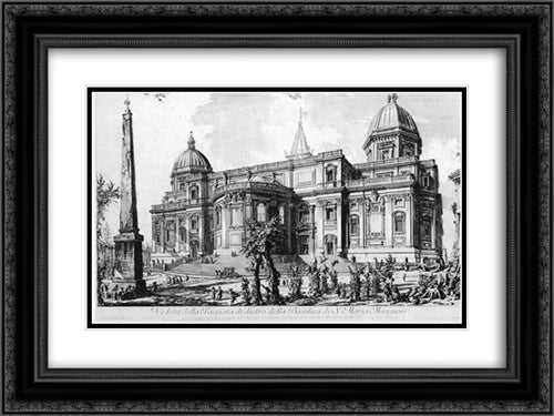 Vedute di Roma 24x18 Black Ornate Wood Framed Art Print Poster with Double Matting by Piranesi, Giovanni Battista