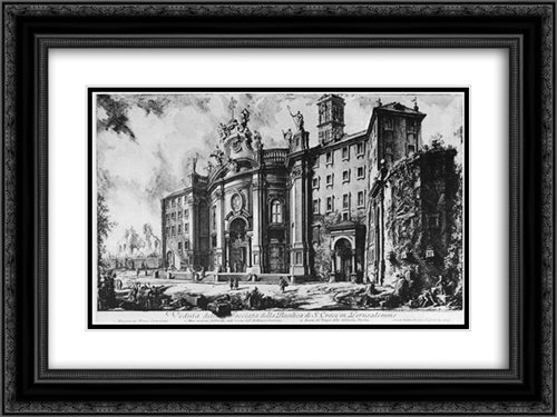 Vedute di Roma 24x18 Black Ornate Wood Framed Art Print Poster with Double Matting by Piranesi, Giovanni Battista