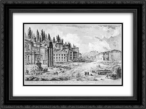 Vedute di Roma 24x18 Black Ornate Wood Framed Art Print Poster with Double Matting by Piranesi, Giovanni Battista