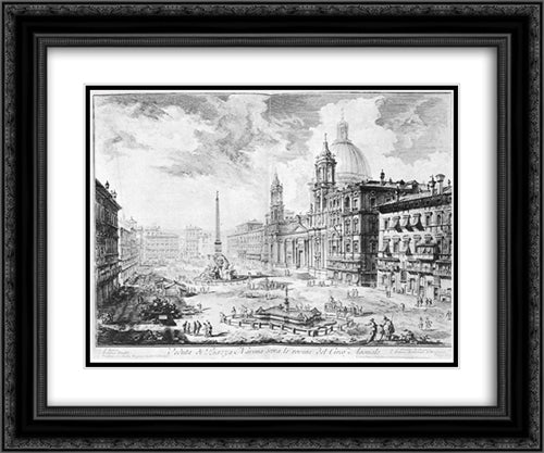 Vedute di Roma 24x20 Black Ornate Wood Framed Art Print Poster with Double Matting by Piranesi, Giovanni Battista