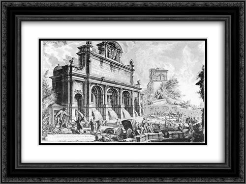 Vedute di Roma 24x18 Black Ornate Wood Framed Art Print Poster with Double Matting by Piranesi, Giovanni Battista