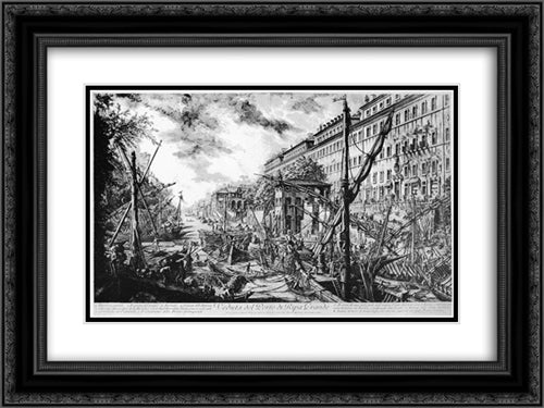 Vedute di Roma 24x18 Black Ornate Wood Framed Art Print Poster with Double Matting by Piranesi, Giovanni Battista