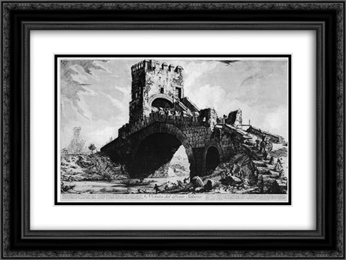 Vedute di Roma 24x18 Black Ornate Wood Framed Art Print Poster with Double Matting by Piranesi, Giovanni Battista