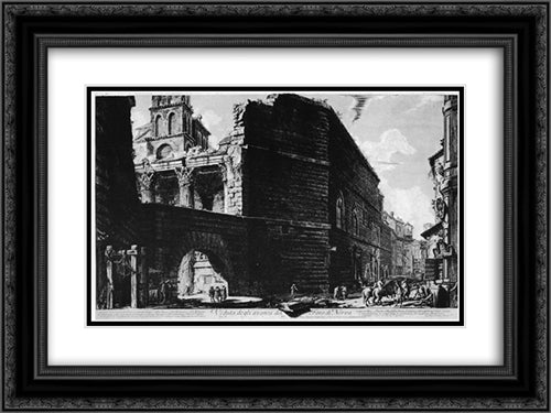 Vedute di Roma 24x18 Black Ornate Wood Framed Art Print Poster with Double Matting by Piranesi, Giovanni Battista