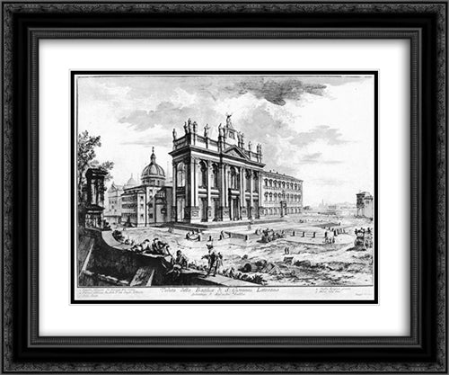 Vedute di Roma 24x20 Black Ornate Wood Framed Art Print Poster with Double Matting by Piranesi, Giovanni Battista