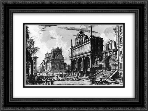 Vedute di Roma 24x18 Black Ornate Wood Framed Art Print Poster with Double Matting by Piranesi, Giovanni Battista