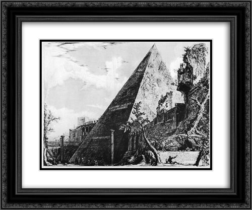 Vedute di Roma 24x20 Black Ornate Wood Framed Art Print Poster with Double Matting by Piranesi, Giovanni Battista