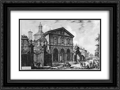 Vedute di Roma 24x18 Black Ornate Wood Framed Art Print Poster with Double Matting by Piranesi, Giovanni Battista