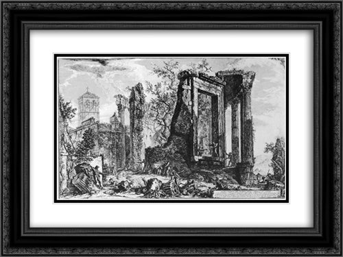 Vedute di Roma 24x18 Black Ornate Wood Framed Art Print Poster with Double Matting by Piranesi, Giovanni Battista