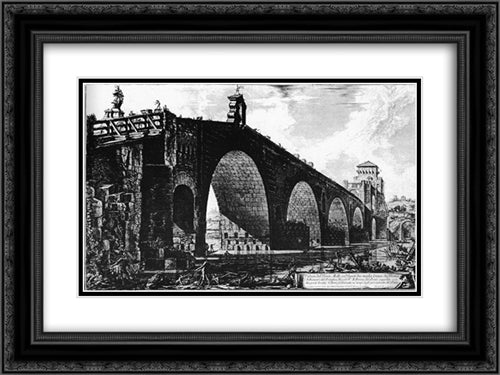 Vedute di Roma 24x18 Black Ornate Wood Framed Art Print Poster with Double Matting by Piranesi, Giovanni Battista