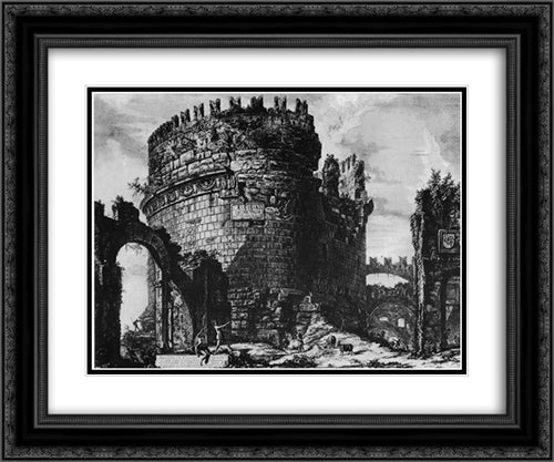 Vedute di Roma 24x20 Black Ornate Wood Framed Art Print Poster with Double Matting by Piranesi, Giovanni Battista