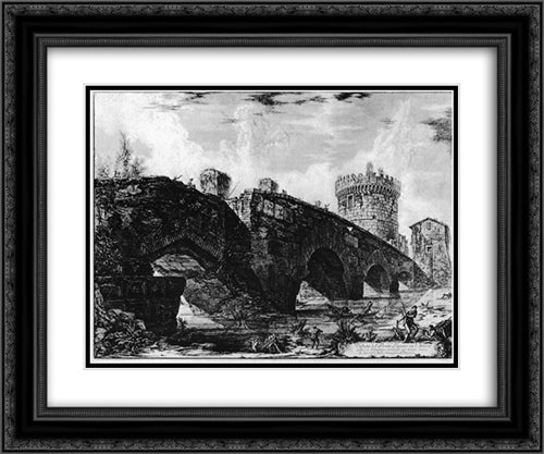 Vedute di Roma 24x20 Black Ornate Wood Framed Art Print Poster with Double Matting by Piranesi, Giovanni Battista