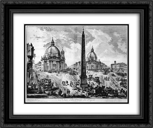 Vedute di Roma 24x20 Black Ornate Wood Framed Art Print Poster with Double Matting by Piranesi, Giovanni Battista