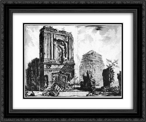 Vedute di Roma 24x20 Black Ornate Wood Framed Art Print Poster with Double Matting by Piranesi, Giovanni Battista