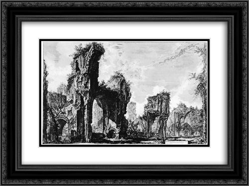 Vedute di Roma 24x18 Black Ornate Wood Framed Art Print Poster with Double Matting by Piranesi, Giovanni Battista