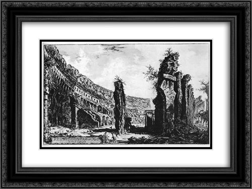 Vedute di Roma 24x18 Black Ornate Wood Framed Art Print Poster with Double Matting by Piranesi, Giovanni Battista