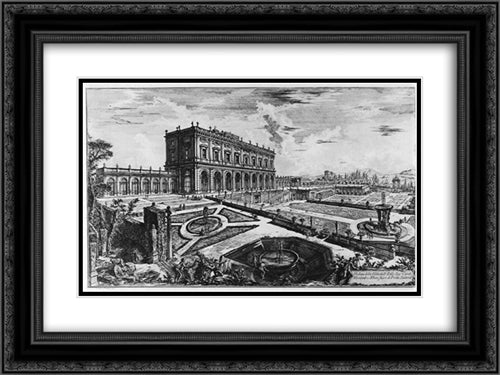 Vedute di Roma 24x18 Black Ornate Wood Framed Art Print Poster with Double Matting by Piranesi, Giovanni Battista