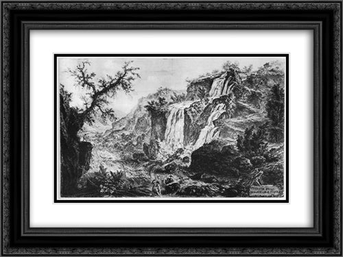 Vedute di Roma 24x18 Black Ornate Wood Framed Art Print Poster with Double Matting by Piranesi, Giovanni Battista