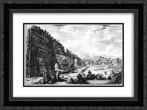 Vedute di Roma 24x18 Black Ornate Wood Framed Art Print Poster with Double Matting by Piranesi, Giovanni Battista