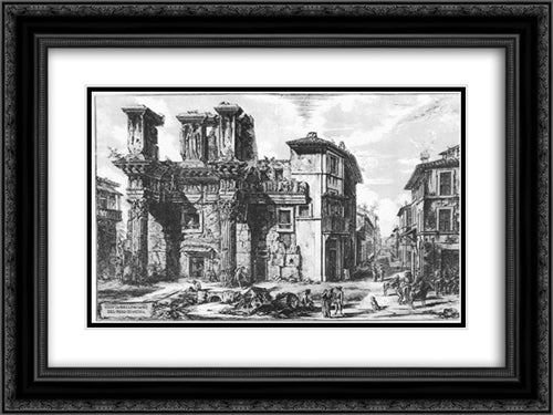 Vedute di Roma 24x18 Black Ornate Wood Framed Art Print Poster with Double Matting by Piranesi, Giovanni Battista