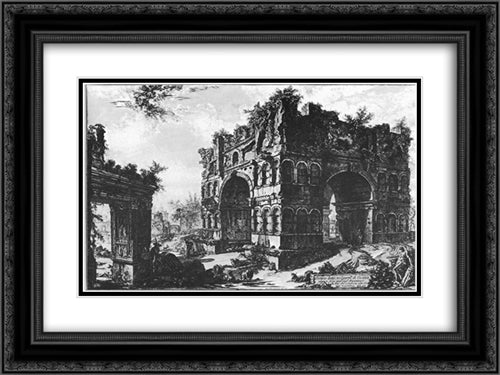 Vedute di Roma 24x18 Black Ornate Wood Framed Art Print Poster with Double Matting by Piranesi, Giovanni Battista